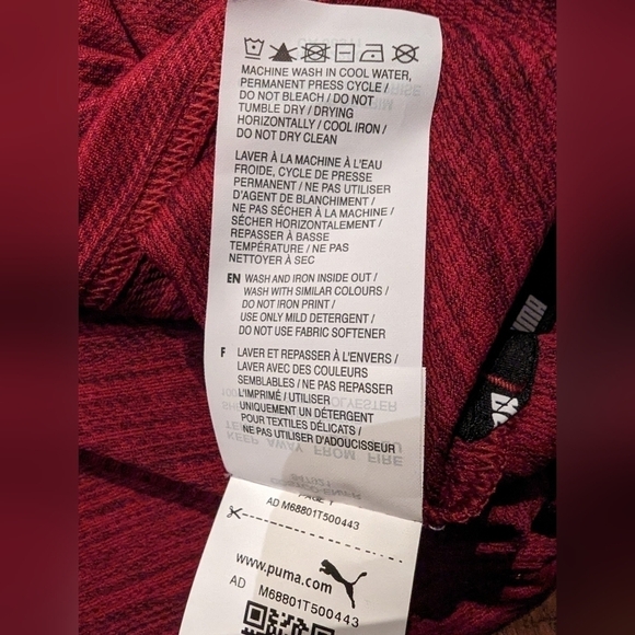 Puma t shirt  Mens Size S  Burgandy regular fit, new! - Picture 9 of 12